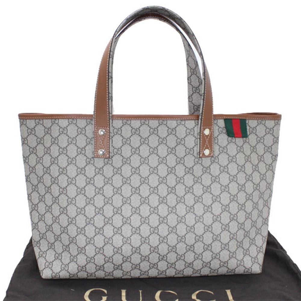 Gucci handbag GG tote Plus brown canvas beige bag Brown Tan